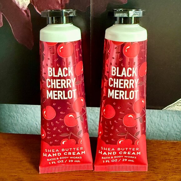 NEW 2-Pc BLACK CHERRY MERLOT Shea Butter Hand Cream 1oz Ea Bath & Body Works - Picture 1 of 3